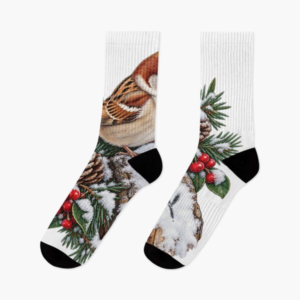 Item preview, Frosted Sparrow Footprints – Winter Birds Illustration designed and sold by Xnuery.