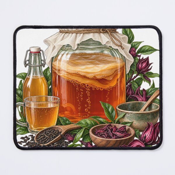 Item preview, Kombucha Tea Jar Study – Fermentation Illustration designed and sold by Xnuery.