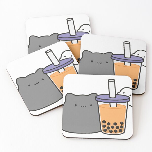 Item preview, Cute Black Cat Ghost Bubble Tea Fall Kawaii Sticker designed and sold by xiaoxiaochibi.