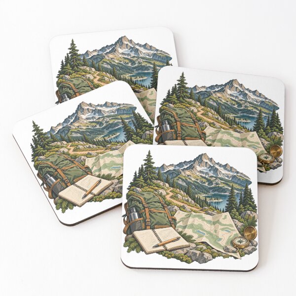 Item preview, Invented Mountain Contour Loop – Topographic Hiking Illustration designed and sold by Xnuery.