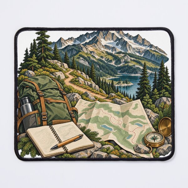 Item preview, Invented Mountain Contour Loop – Topographic Hiking Illustration designed and sold by Xnuery.