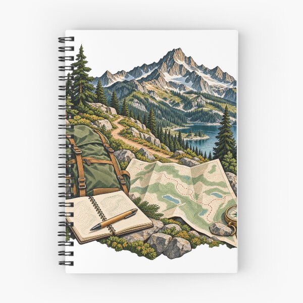 Item preview, Invented Mountain Contour Loop – Topographic Hiking Illustration designed and sold by Xnuery.