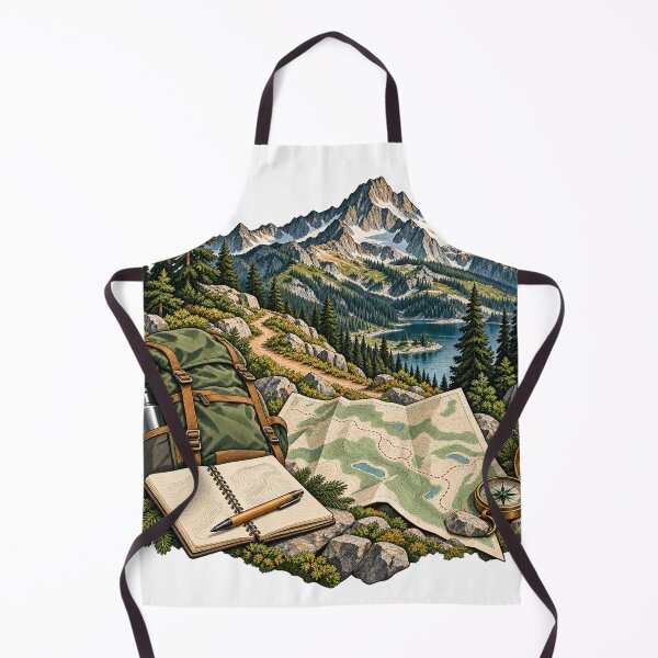 Item preview, Invented Mountain Contour Loop – Topographic Hiking Illustration designed and sold by Xnuery.