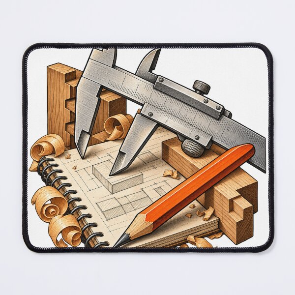 Item preview, Caliper and Pencil Calibration Chart – Woodworking Illustration designed and sold by Xnuery.