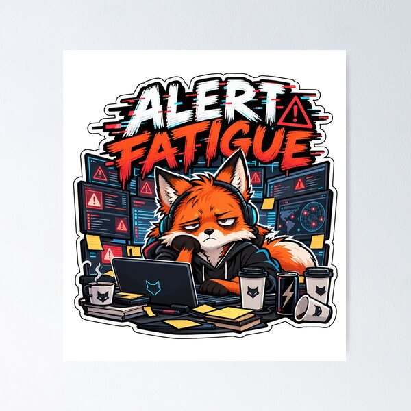 Item preview, Alert Fatigue Fox – Funny SOC Analyst Cybersecurity Sticker designed and sold by The Silly Grumpy Society.