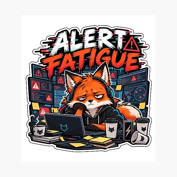 Item preview, Alert Fatigue Fox – Funny SOC Analyst Cybersecurity Sticker designed and sold by The Silly Grumpy Society.
