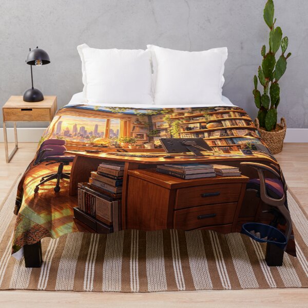 Item preview, Cozy Sunset Office with City Skyline designed and sold by Curio Meridian.