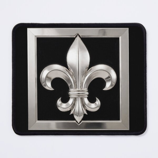 Item preview, Majestic Silver Fleur De Lis - Luxury Chrome Framed Wall Art on Black Velvet designed and sold by ProjectNoah.