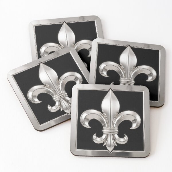 Item preview, Majestic Silver Fleur De Lis - Luxury Chrome Framed Wall Art on Black Velvet designed and sold by ProjectNoah.