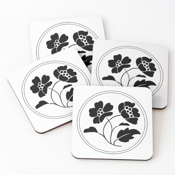 Item preview, Vintage Black Botanical Floral Motif in Round Frame - 10 designed and sold by ivyysophia.