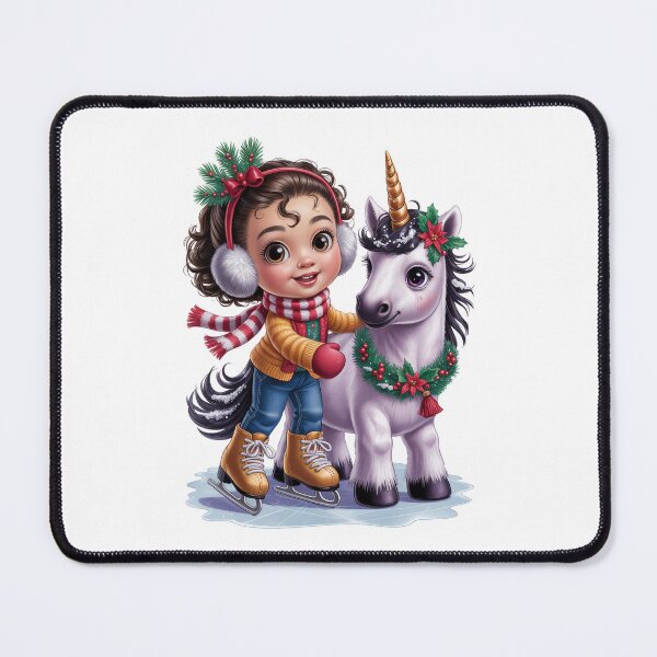 Item preview, Christmas Ice Skating Girl And Unicorn – Cute Winter Holiday Art designed and sold by jkrphoto.