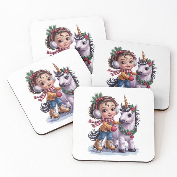 Item preview, Christmas Ice Skating Girl And Unicorn – Cute Winter Holiday Art designed and sold by jkrphoto.