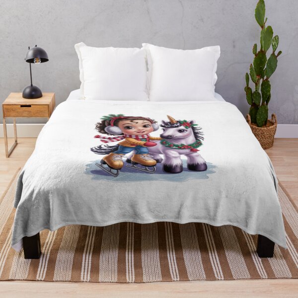 Item preview, Christmas Ice Skating Girl And Unicorn – Cute Winter Holiday Art designed and sold by jkrphoto.