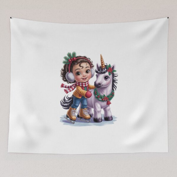 Item preview, Christmas Ice Skating Girl And Unicorn – Cute Winter Holiday Art designed and sold by jkrphoto.