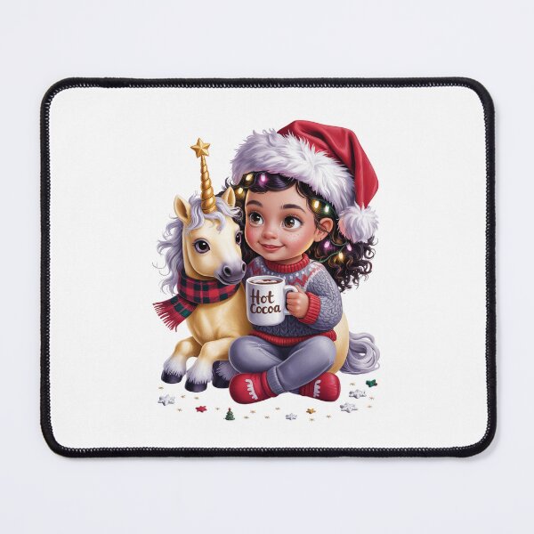 Item preview, Christmas Unicorn And Girl With Warm Mug – Cute Holiday Pony Art designed and sold by jkrphoto.