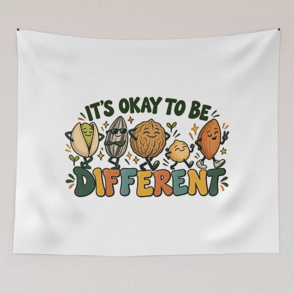 Item preview, It's Okay To Be Different Cute Retro Nuts And Seeds designed and sold by NatureStyle555.