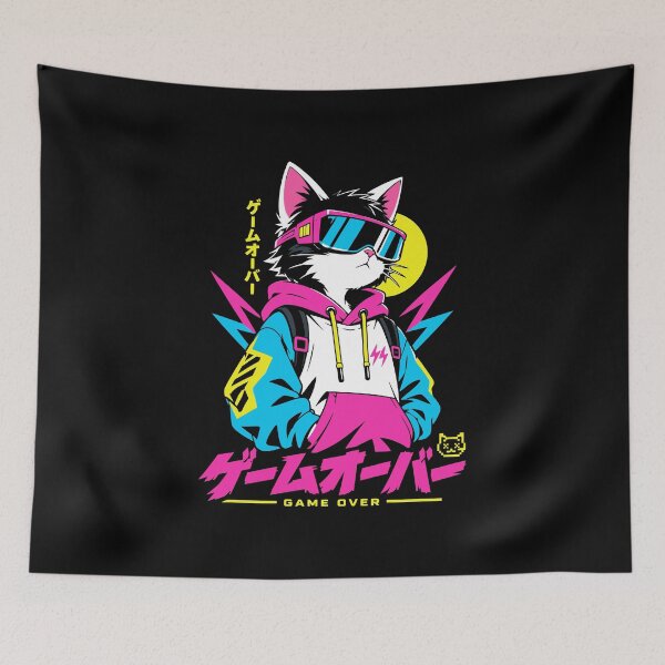 Item preview, Neon Cyber Cat Harajuku Anime Gamer designed and sold by RAS-77.