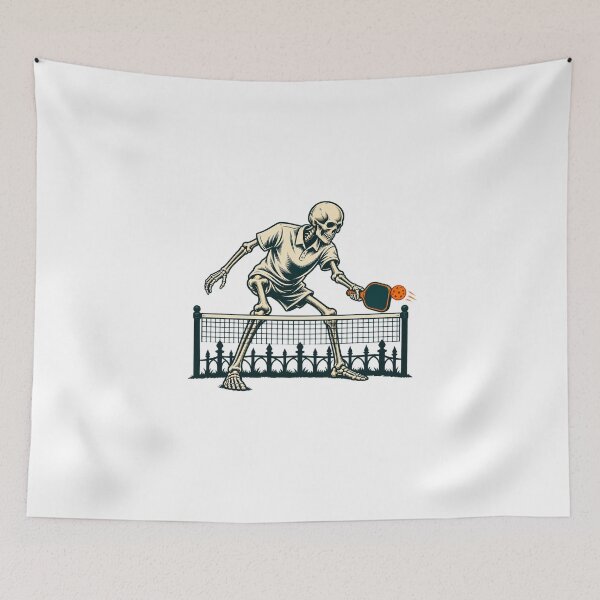 Item preview, Pickleball Halloween Gift — Skeleton Dink at the Net designed and sold by UrbanCanvvas.