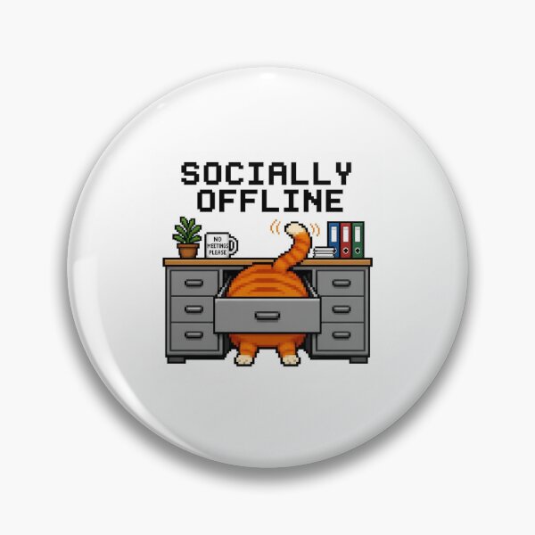 Item preview, Socially Offline Funny Office Cat Pixel Art designed and sold by blairvina9028.