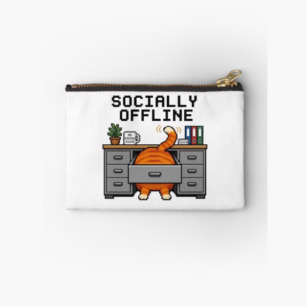 Item preview, Socially Offline Funny Office Cat Pixel Art designed and sold by blairvina9028.