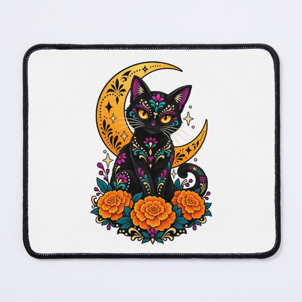 Item preview, Day of the Dead Moon Cat Design – Mystic Marigold Cat designed and sold by TeeVex.
