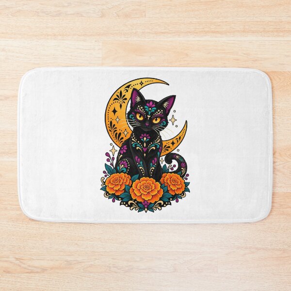 Item preview, Day of the Dead Moon Cat Design – Mystic Marigold Cat designed and sold by TeeVex.