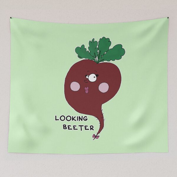 Item preview, Looking Beeter | Funny Beet Vegetable Pun Sticker designed and sold by MyxaART.