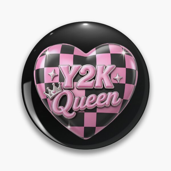 Item preview, Y2K Queen Pink Chrome Heart – Coquette Checkerboard Retro Aesthetic designed and sold by ManggaeJM.