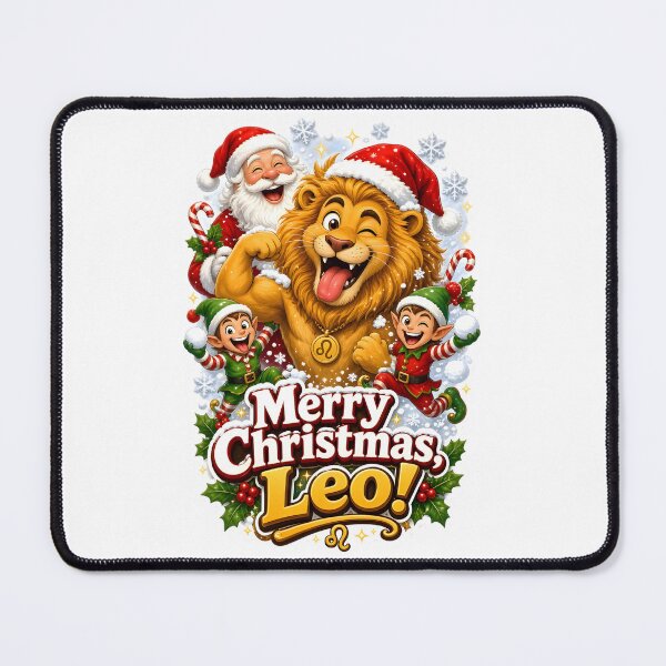 Item preview, Funny Leo Lion Santa Elves Merry Christmas designed and sold by Zodiac Celestial Art.