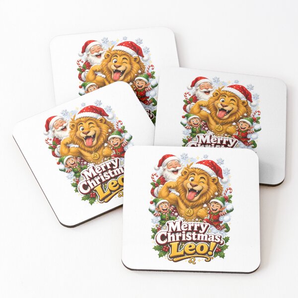 Item preview, Funny Leo Lion Santa Elves Merry Christmas designed and sold by Zodiac Celestial Art.