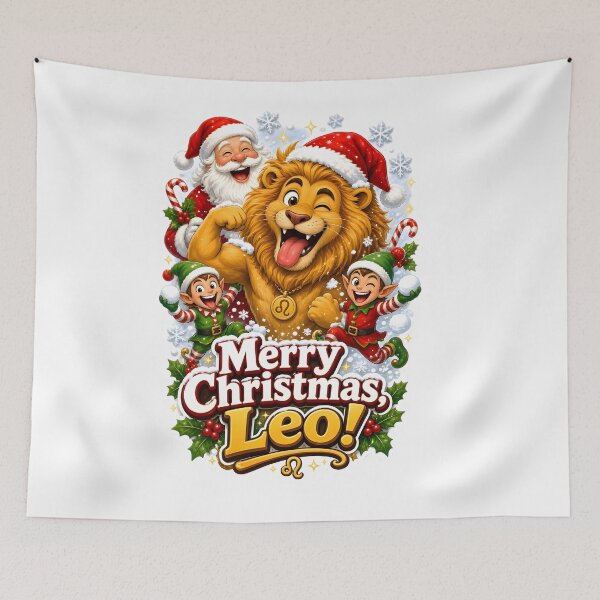 Item preview, Funny Leo Lion Santa Elves Merry Christmas designed and sold by Zodiac Celestial Art.