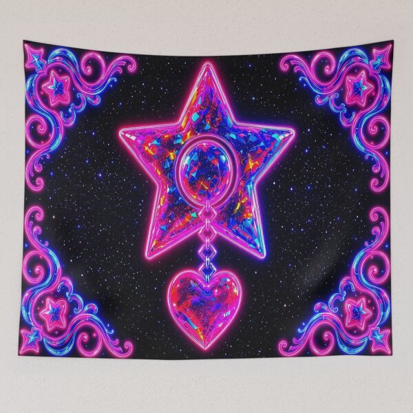 Item preview, Neon Y2K Crystal Star and Heart Keychain Aesthetic designed and sold by Breezes-of-Ida.