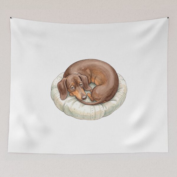 Item preview, Cozy Sleeping Dachshund Curled Up Watercolor Art designed and sold by Digitalphoto4u.