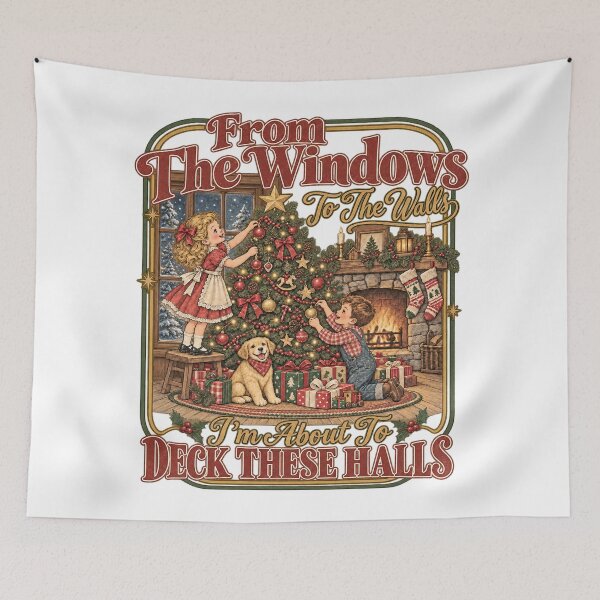 Item preview, From The Windows To The Walls I'm About To Deck These Halls Vintage Christmas Funny designed and sold by CozyCubs-Art.
