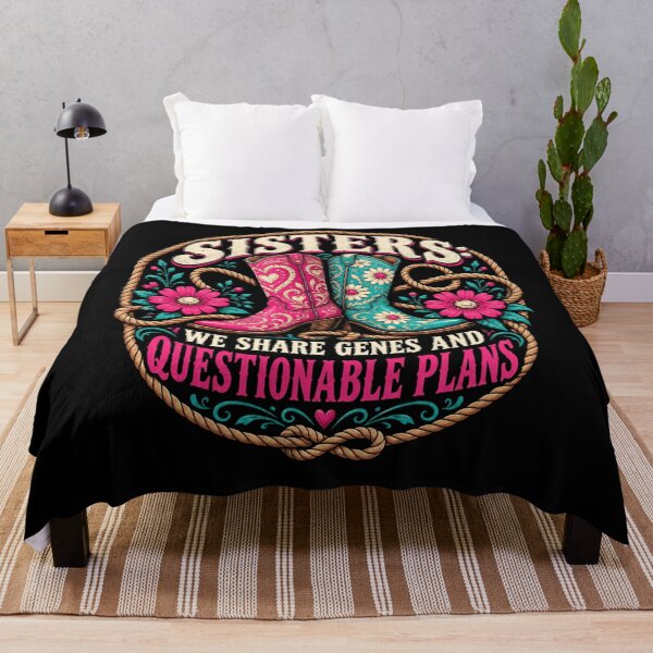Item preview, Sisters: We Share Genes And Questionable Plans Sisterhood Western Country Cowgirl Gift designed and sold by FolkGraphics.