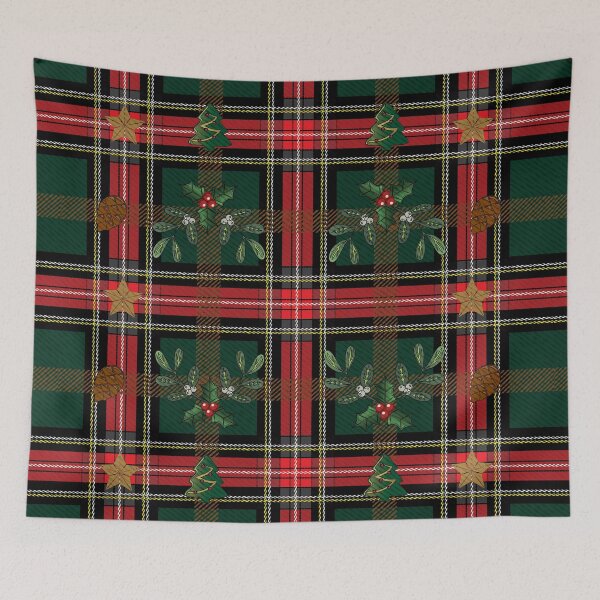Item preview, Christmas Tartan Plaid Pattern With Holly Berries designed and sold by Jeffrey-Jeffrey.