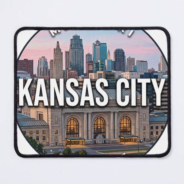 Item preview, Kansas City Skyline Missouri Union Station Round Badge Sticker designed and sold by DetourDgn.