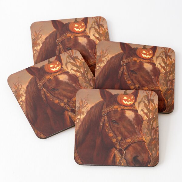 Item preview, Brown Horse Pumpkin Head Cornfield Sunset designed and sold by KAMOCHI Art.