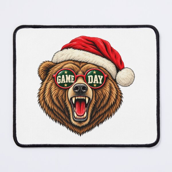 Item preview, Christmas Game Day Bear Santa Hat Sunglasses Graphic designed and sold by CozyCubs-Art.