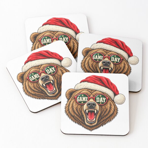 Item preview, Christmas Game Day Bear Santa Hat Sunglasses Graphic designed and sold by CozyCubs-Art.