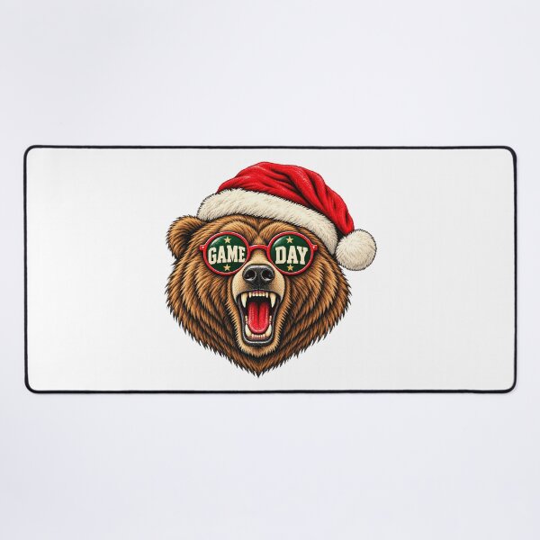 Item preview, Christmas Game Day Bear Santa Hat Sunglasses Graphic designed and sold by CozyCubs-Art.
