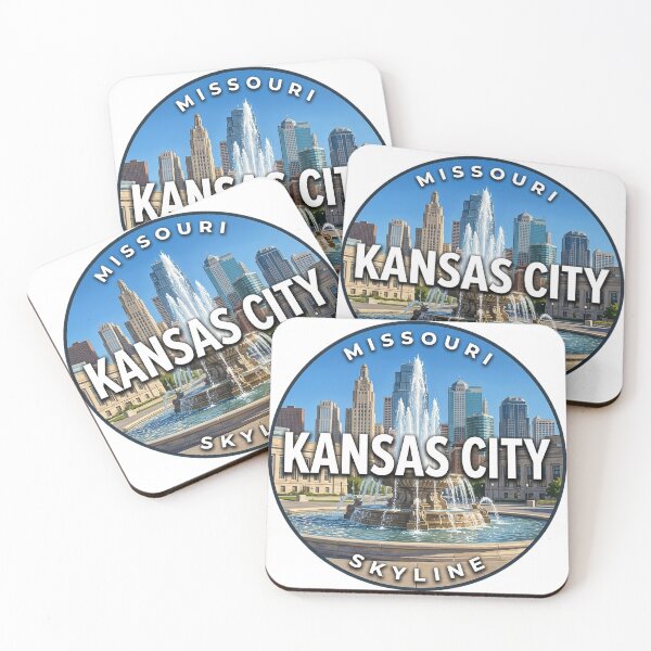 Item preview, Kansas City Skyline Missouri City of Fountains Round Badge Sticker designed and sold by DetourDgn.