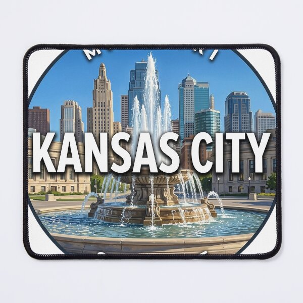 Item preview, Kansas City Skyline Missouri City of Fountains Round Badge Sticker designed and sold by DetourDgn.
