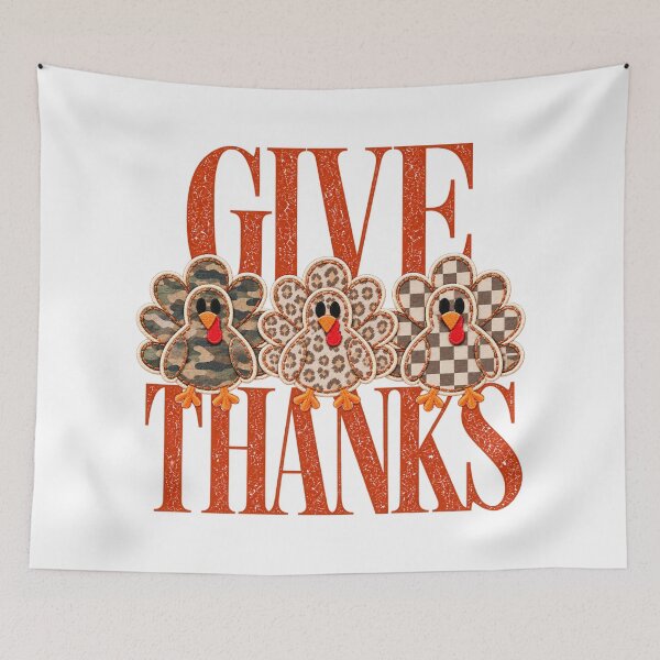 Item preview, Give Thanks Three Patchwork Turkeys Leopard Camo Checkered designed and sold by CozyCubs-Art.