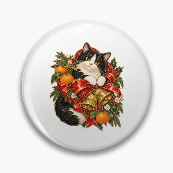 Item preview, Tuxedo Cat Christmas Bells Festive Art designed and sold by TeNovaStudio.