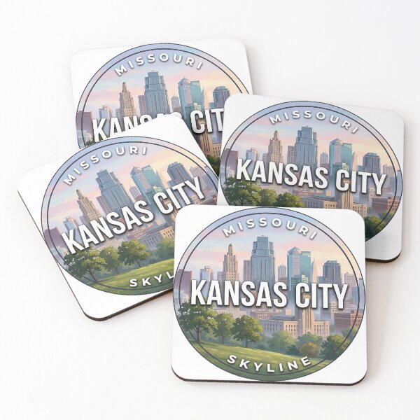 Item preview, Kansas City Skyline Missouri Hilltop Sunrise Round Badge Sticker designed and sold by DetourDgn.