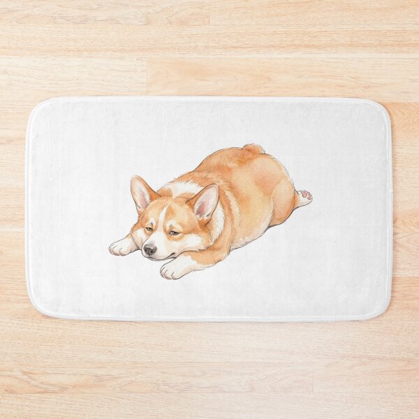 Item preview, Exhausted Sploot Corgi Office Floor Watercolor Art designed and sold by Digitalphoto4u.