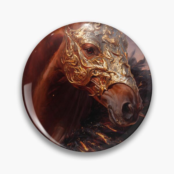 Item preview, Brown Horse Golden Face Plate Flames designed and sold by KAMOCHI Art.