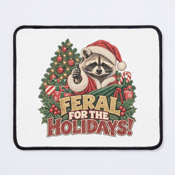 Item preview, Feral For The Holidays Raccoon Santa Graphic designed and sold by CozyCubs-Art.