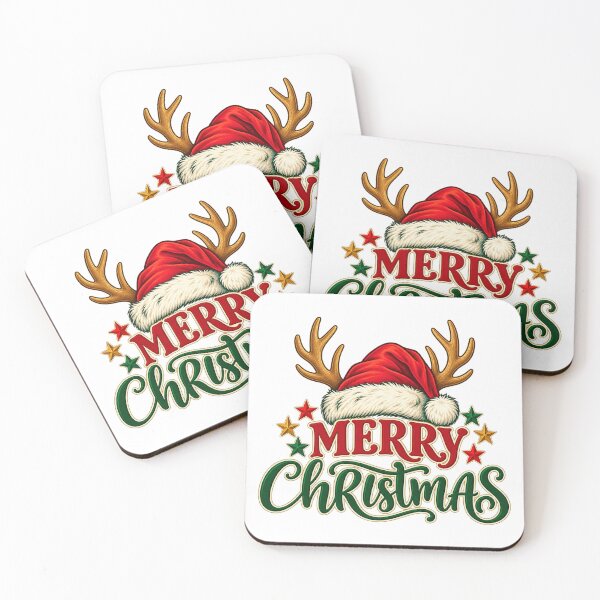 Item preview, Merry Christmas Santa Hat Reindeer Antlers Graphic designed and sold by CozyCubs-Art.